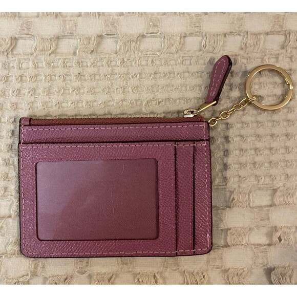 Coach ID Wallet Card Holder Coin Holder Keychain Dusty Rose Zip Top Lightweight - Picture 5 of 12